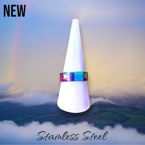 New Unisex Spider Stainless Steel Rainbow Band ring